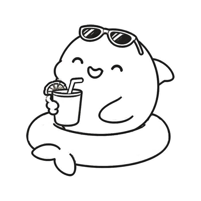 Learn easy to draw cute summer dolphin for beginners 7