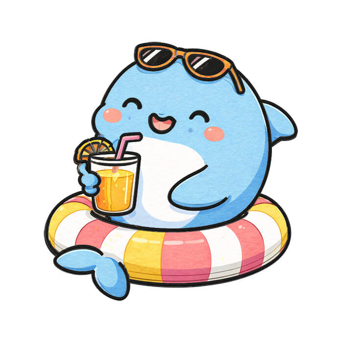 Learn how to draw a cute dolphin - Easy summer drawings