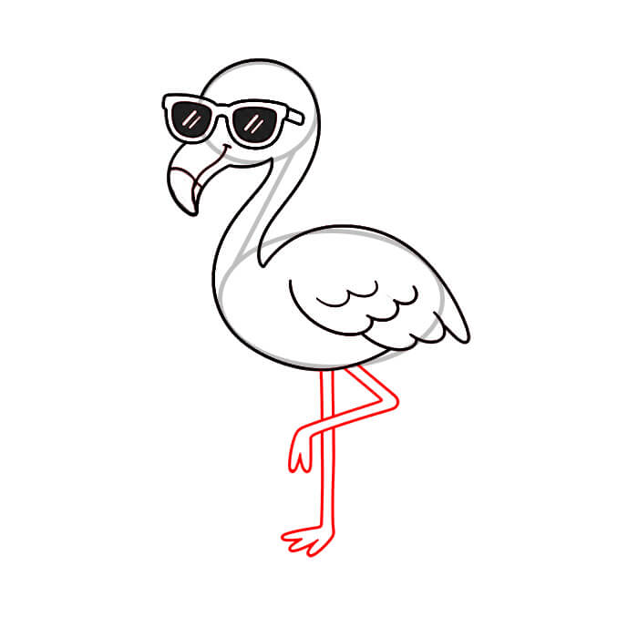 Learn easy to draw cute flamingo drawing for summer 6