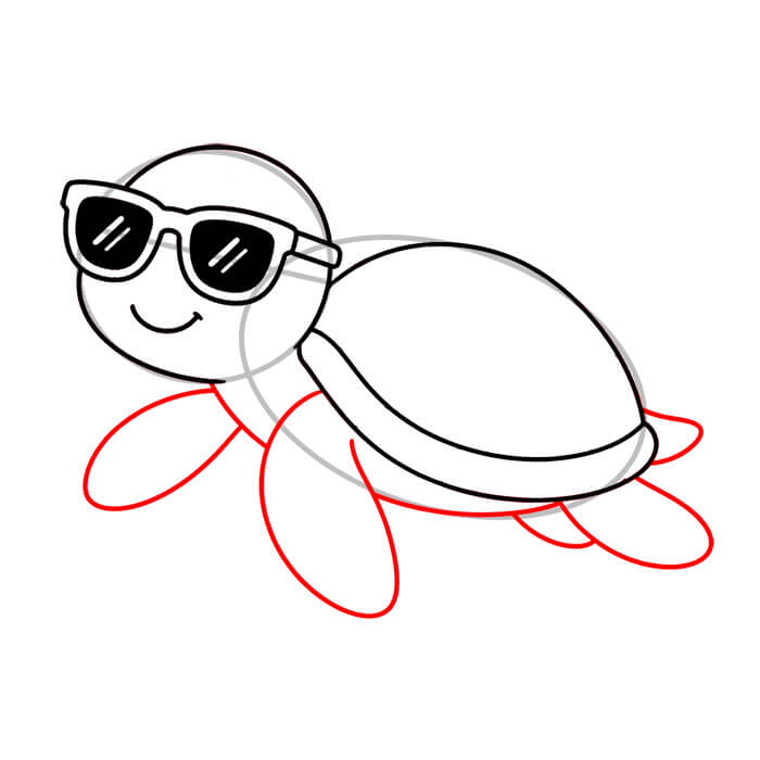 Learn easy to draw cute turtle drawing for summer 5