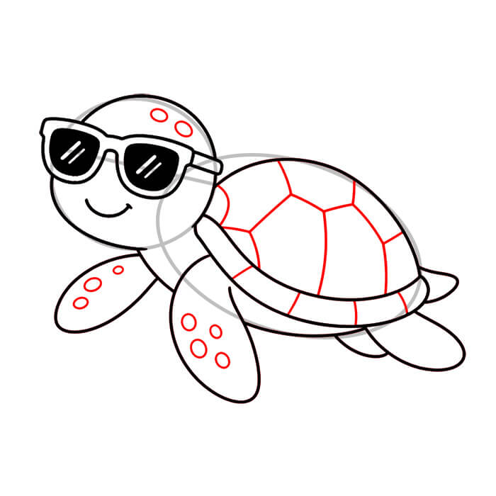 Learn easy to draw cute turtle drawing for summer 6