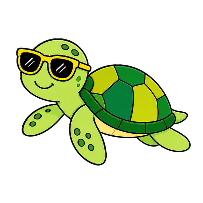Learn easy to draw cute turtle drawing for summer 8
